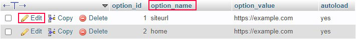 Modifica nome opzione