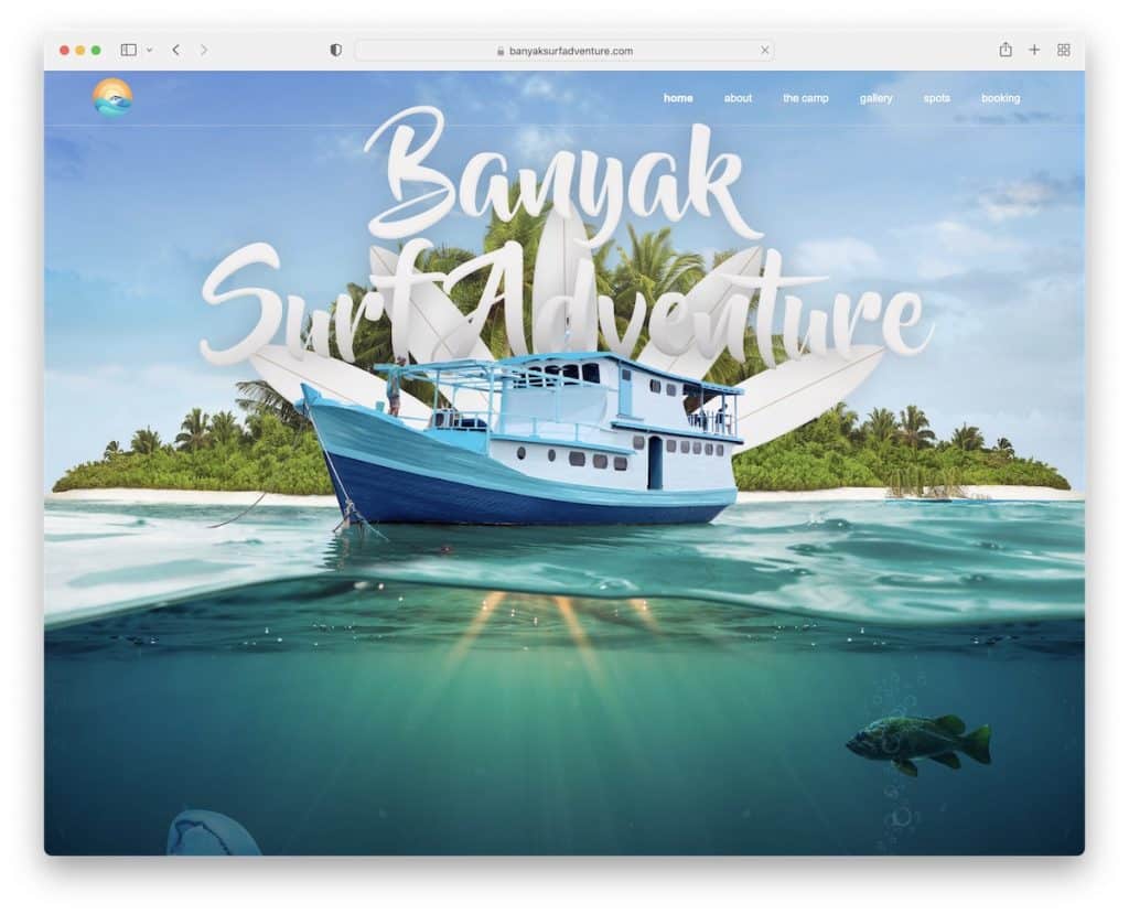 banyak surf adventure site de uma página