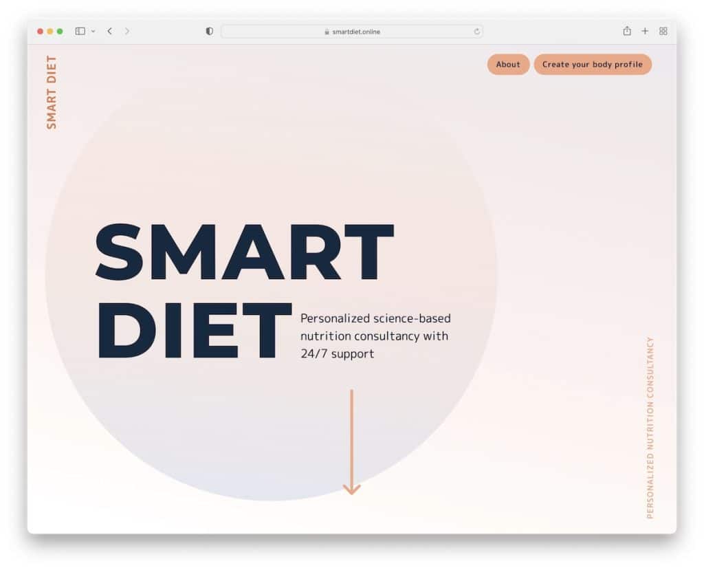 site de uma página de dieta inteligente