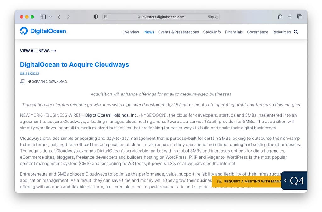 Adquisición de Cloudways
