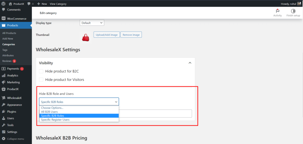 WholesaleX 9로 WooCommerce 제품 가시성을 변경하는 방법 WholesaleX Hide Products from Category Page
