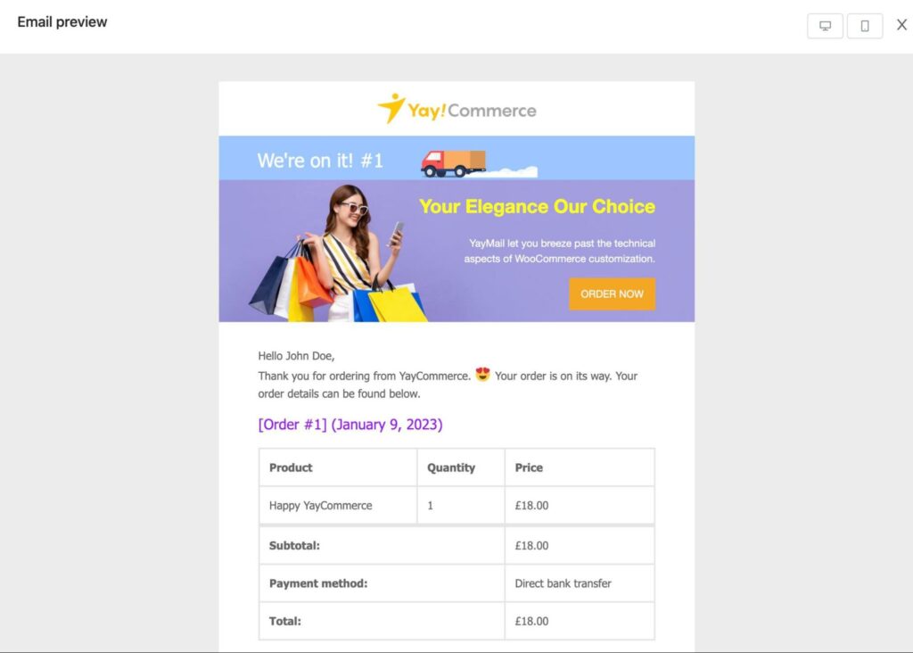 woocommerce 이메일 미리보기 사용자 정의