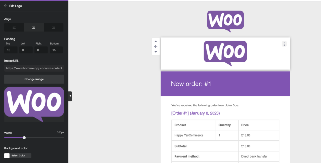 사용자 정의 woocommerce 이메일에 요소 추가