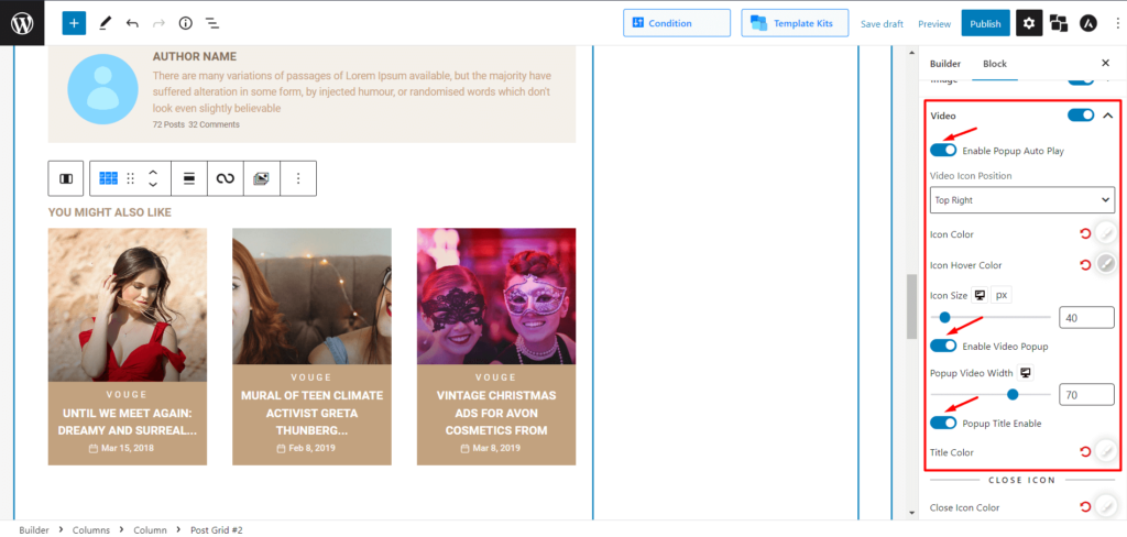 PostX 8로 추천 비디오 썸네일을 추가하는 방법 PostX Enable Video Options