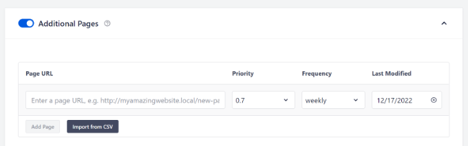 向站点地图添加其他页面 Add additional pages to sitemap