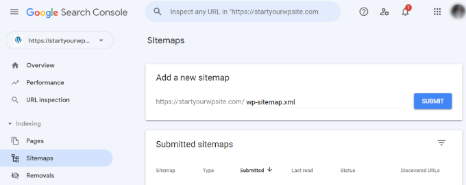 将您的网站提交到搜索控制台 Submit your site to search console