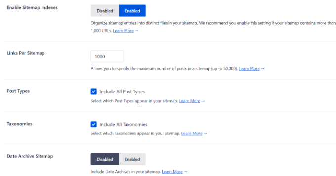 查看更多站点地图设置 View more sitemap settings