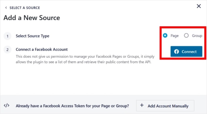 Pilih Antara Grup atau Halaman untuk Umpan Facebook