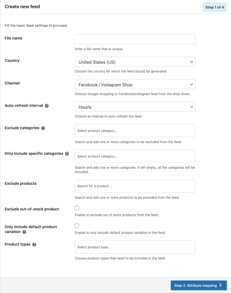 WooCommerce 产品提要插件界面 1