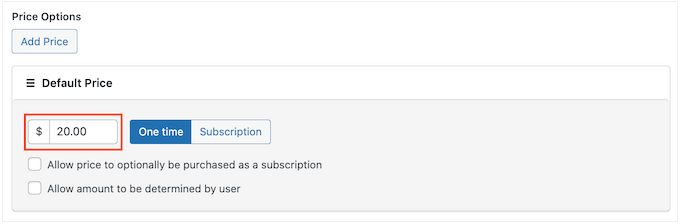 Impostazione di un importo di pagamento in WP Simple Pay Setting a payment amount in WP Simple Pay