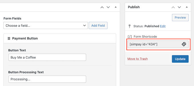Aggiunta di un modulo di pagamento opzionale al tuo sito WordPress utilizzando shortcode Adding an optional payment form to your WordPress site using shortcode