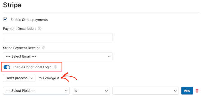 Creazione di regole logiche condizionali per i pagamenti di WordPress Creating conditional logic rules for WordPress payments