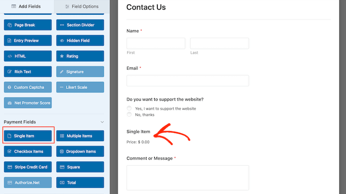 Aggiunta di un campo "elemento singolo" a un modulo WordPress Adding a 'single item' field to a WordPress form