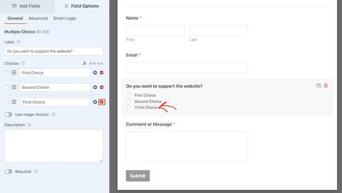 Eliminazione di campi da WPForms Deleting fields from WPForms