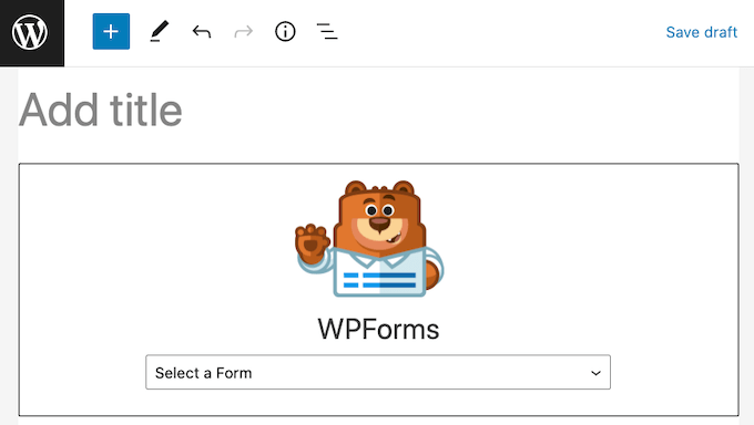 Il blocco WordPress di WPForms The WPForms WordPress block