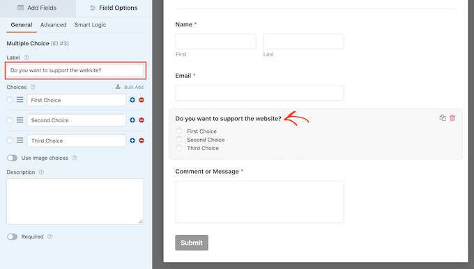 Un modulo WordPress con una sezione di pagamento opzionale A WordPress form with an optional payment section