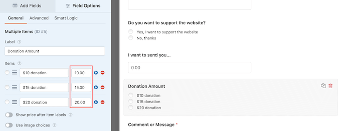 Un modulo WordPress con un pagamento facoltativo A WordPress form with an optional payment