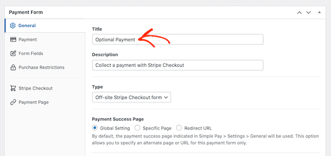 Aggiunta di un titolo al modulo di pagamento di WordPress Adding a title to your WordPress payment form