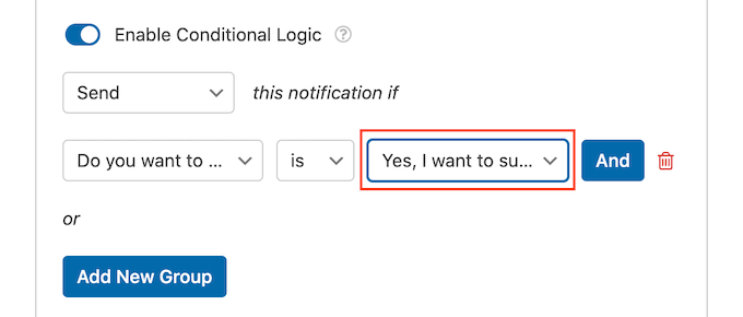 Abilitare la logica condizionale in WPForms Enabling conditional logic in WPForms