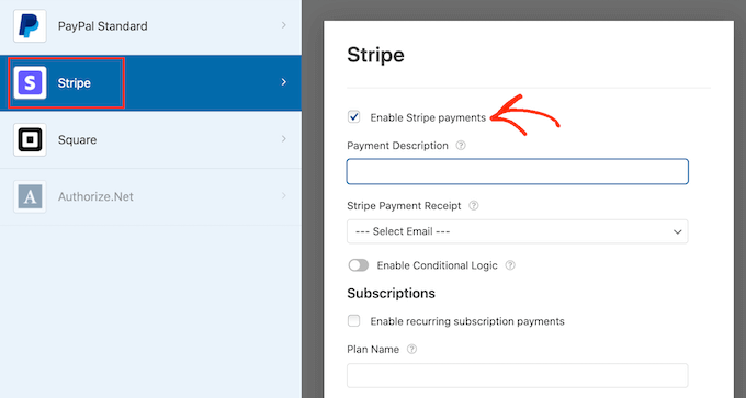 Configurazione dei pagamenti Stripe con WPForms Configuring Stripe payments with WPForms