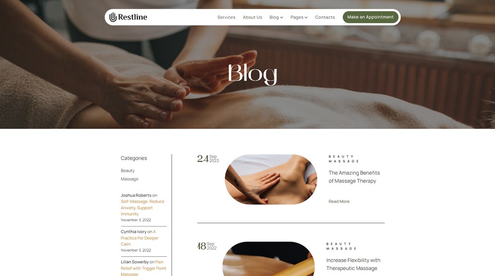 Restline 主题中的博客，