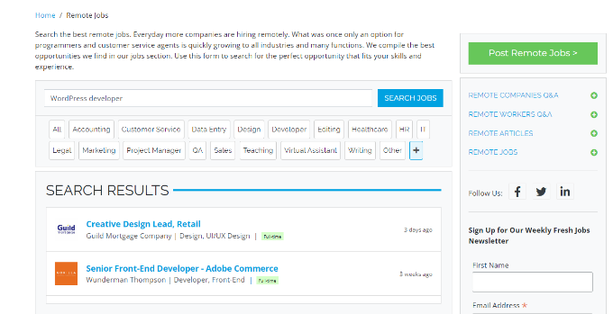remote.co 上的 WordPress 工作 WordPress jobs on remote.co
