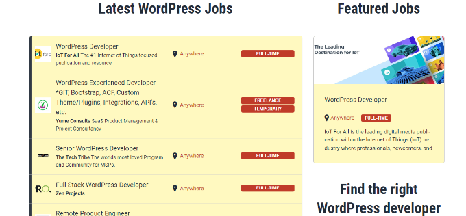 WPHired 上的职位发布 Job posting on WPHired