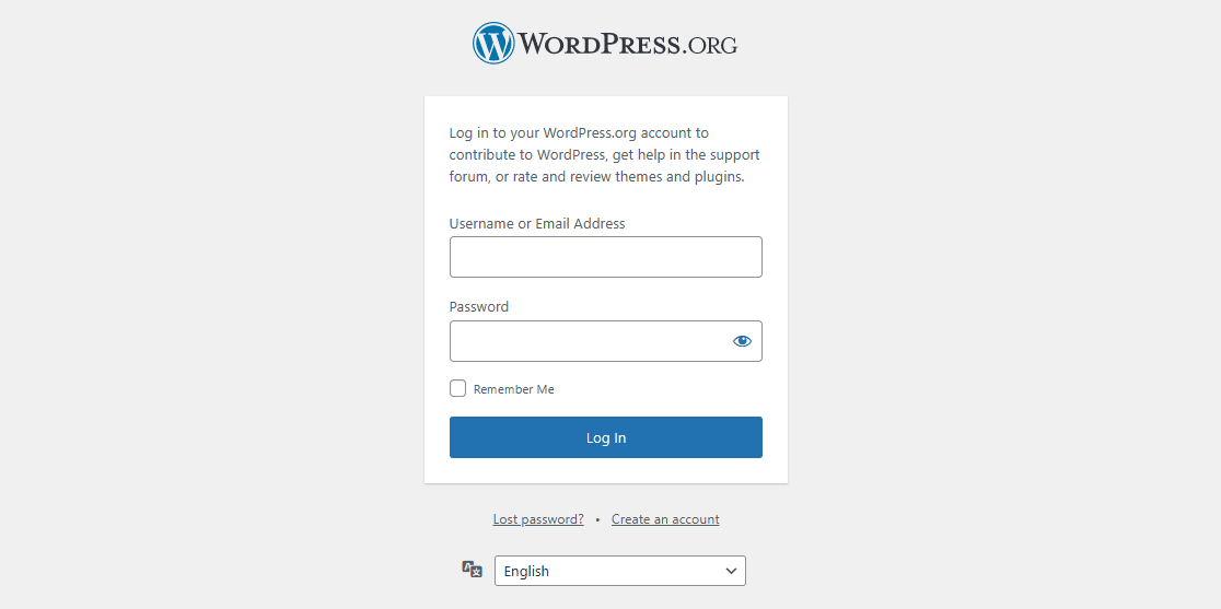 WordPress login page