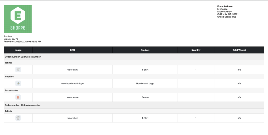 WooCommerce 选择列表示例