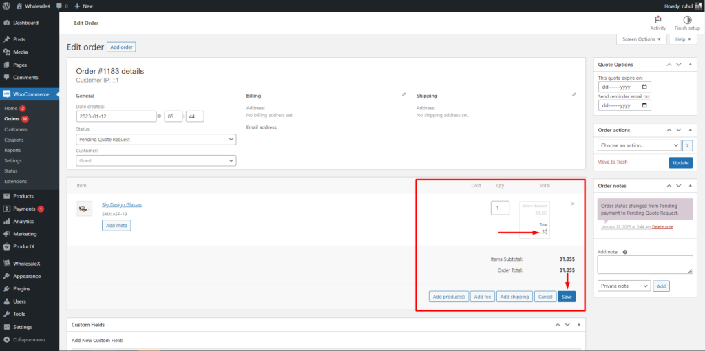 WooCommerce 请求报价:通过 WholesaleX 立即获得最优惠的价格! 19 Setting Quotation Price for Guest User