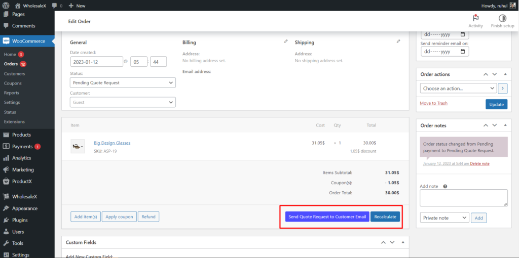 WooCommerce 请求报价:通过 WholesaleX 立即获得最优惠的价格! 20 Sending Quote Request to Guest User