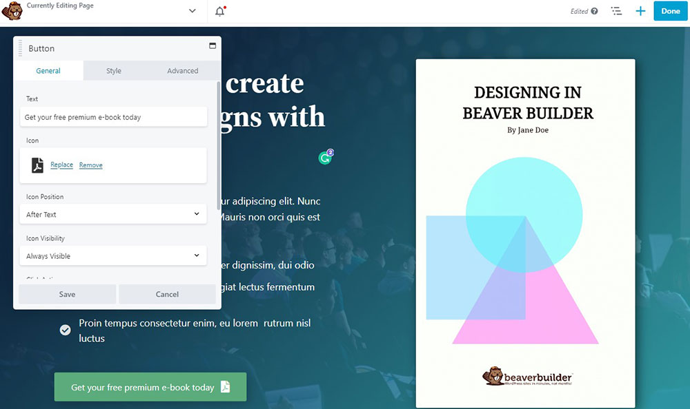 Editați setările modulului Beaver Builder