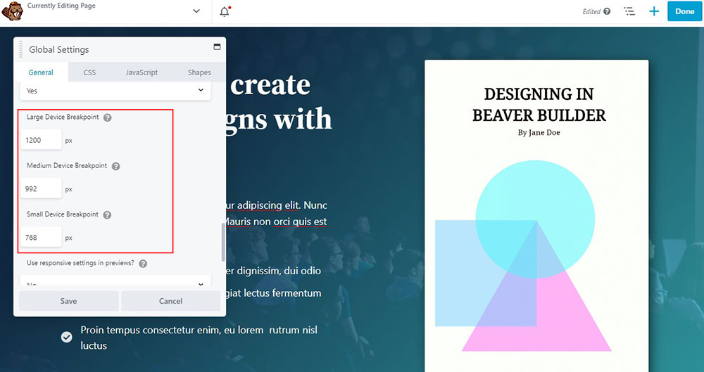 Puncte de întrerupere a Beaver Builder