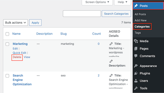 วิธีลบหมวดหมู่ WordPress How to delete a WordPress category
