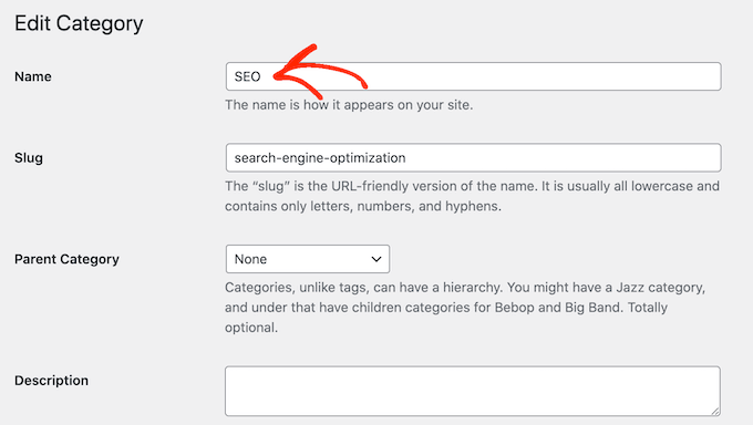 การเปลี่ยนชื่อหมวดหมู่ WordPress Renaming a WordPress category