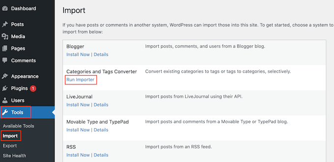 การแปลงหมวดหมู่ WordPress เป็นแท็ก WordPress Converting a WordPress category into a WordPress tag