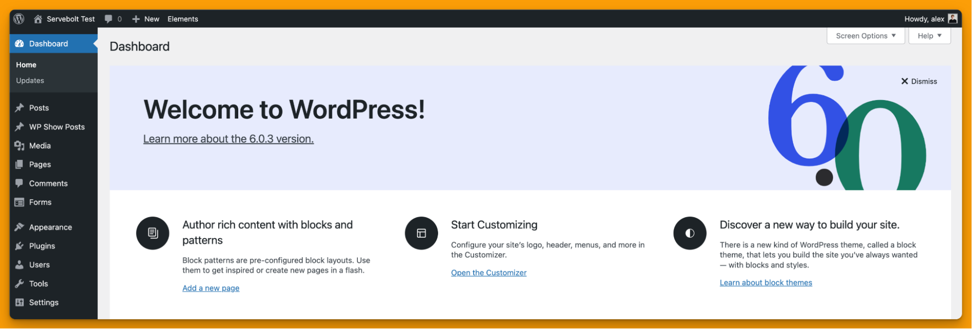 แดชบอร์ด WordPress