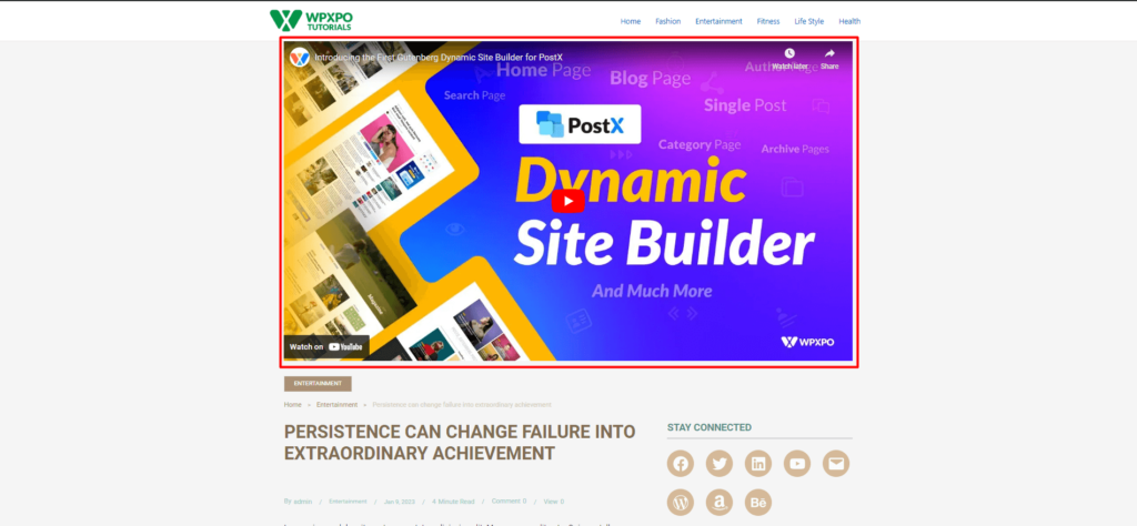 Come aggiungere miniature video in primo piano in WordPress con PostX 12 PostX Featured Video in Post