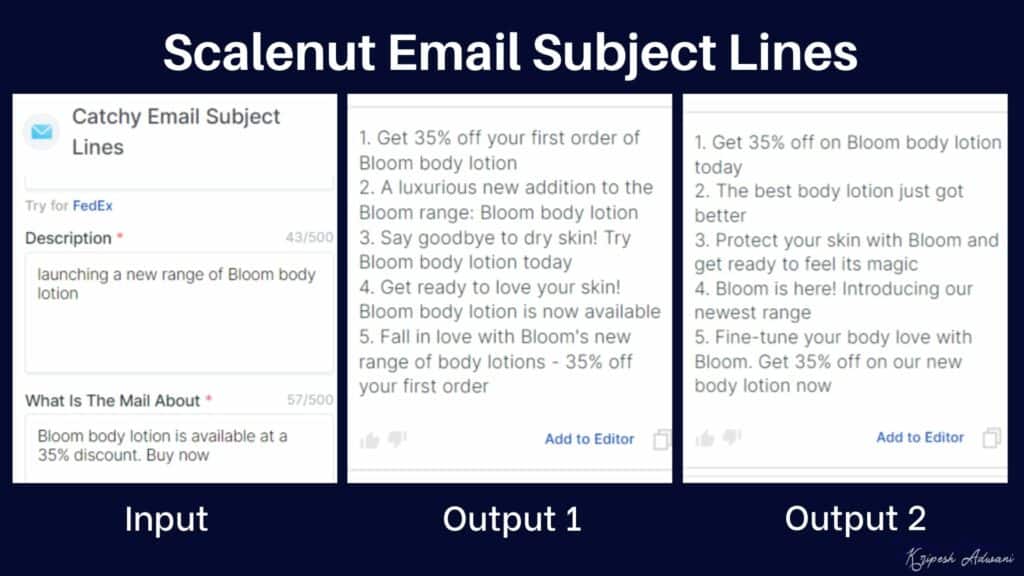 Linhas de assunto de e-mail atraentes Scalenut
