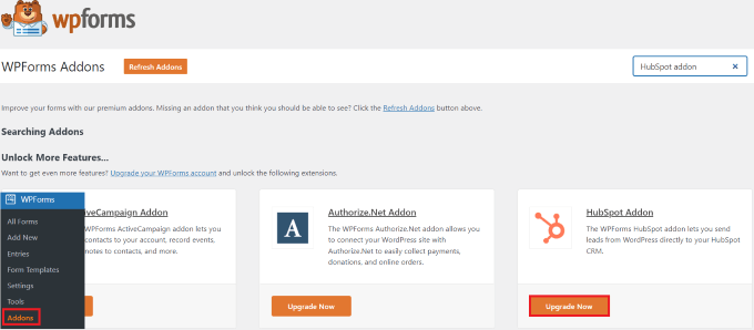 pobierz dodatki-hupspot Click Upgrade Now button below HubSpot addon