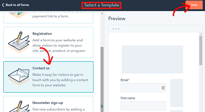 wybierz szablon-formularza Choose a form template