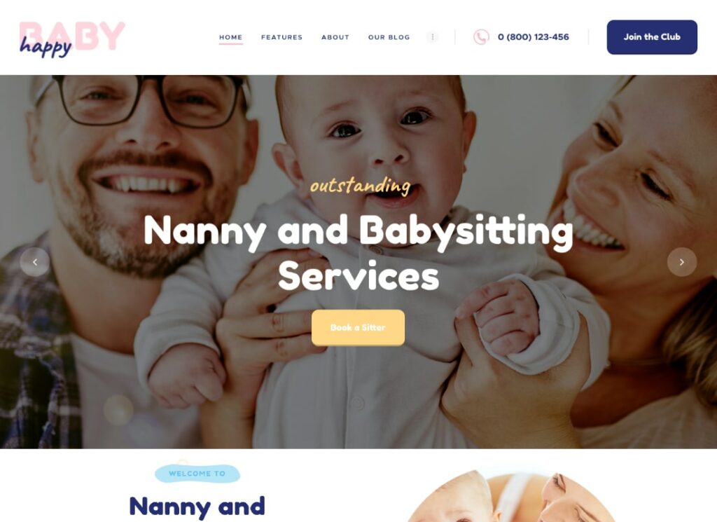 해피 베이비 | Nanny & Babysitting Services 어린이 WordPress Theme
