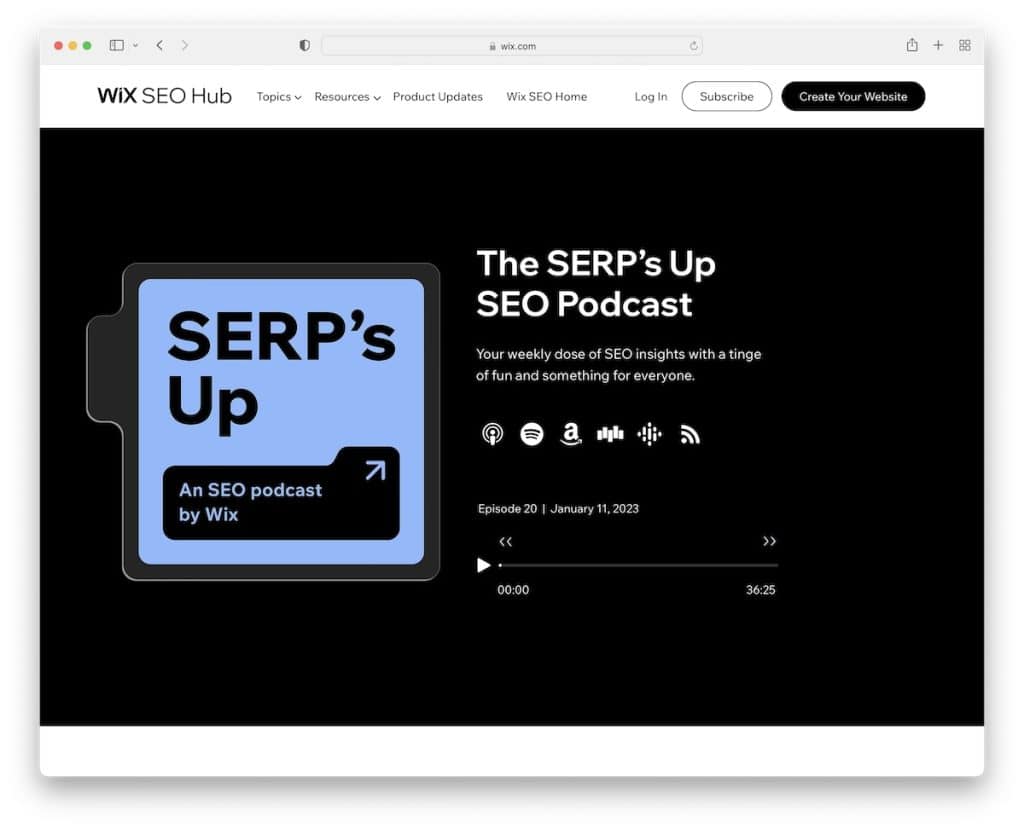 crea un sito web di podcast
