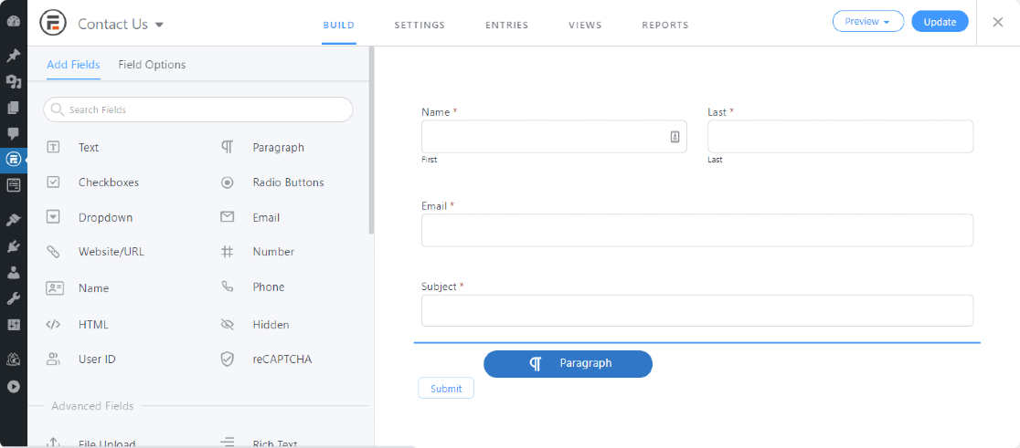 Formidable form builder setup