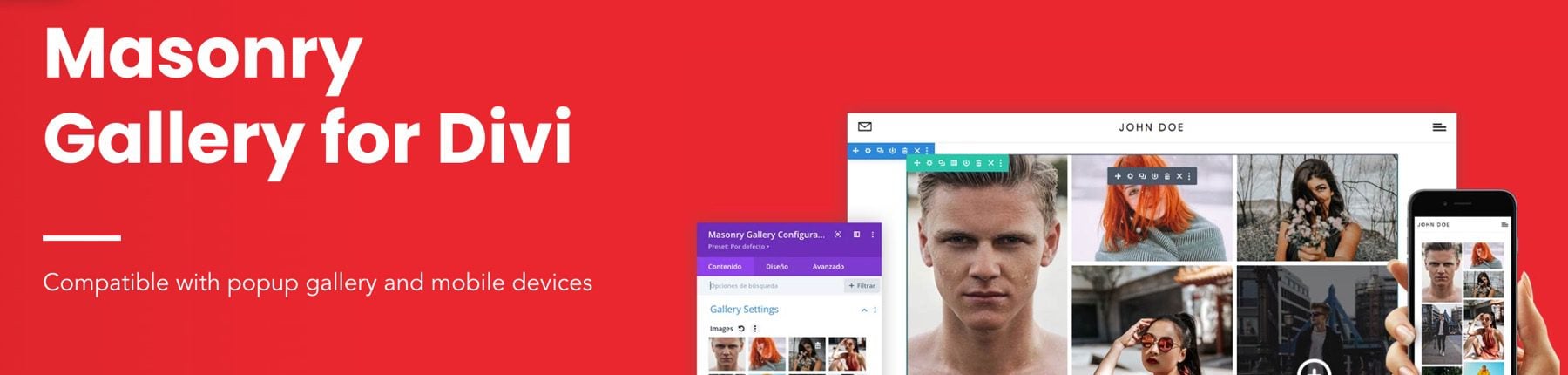 Divi 標誌的砌體畫廊