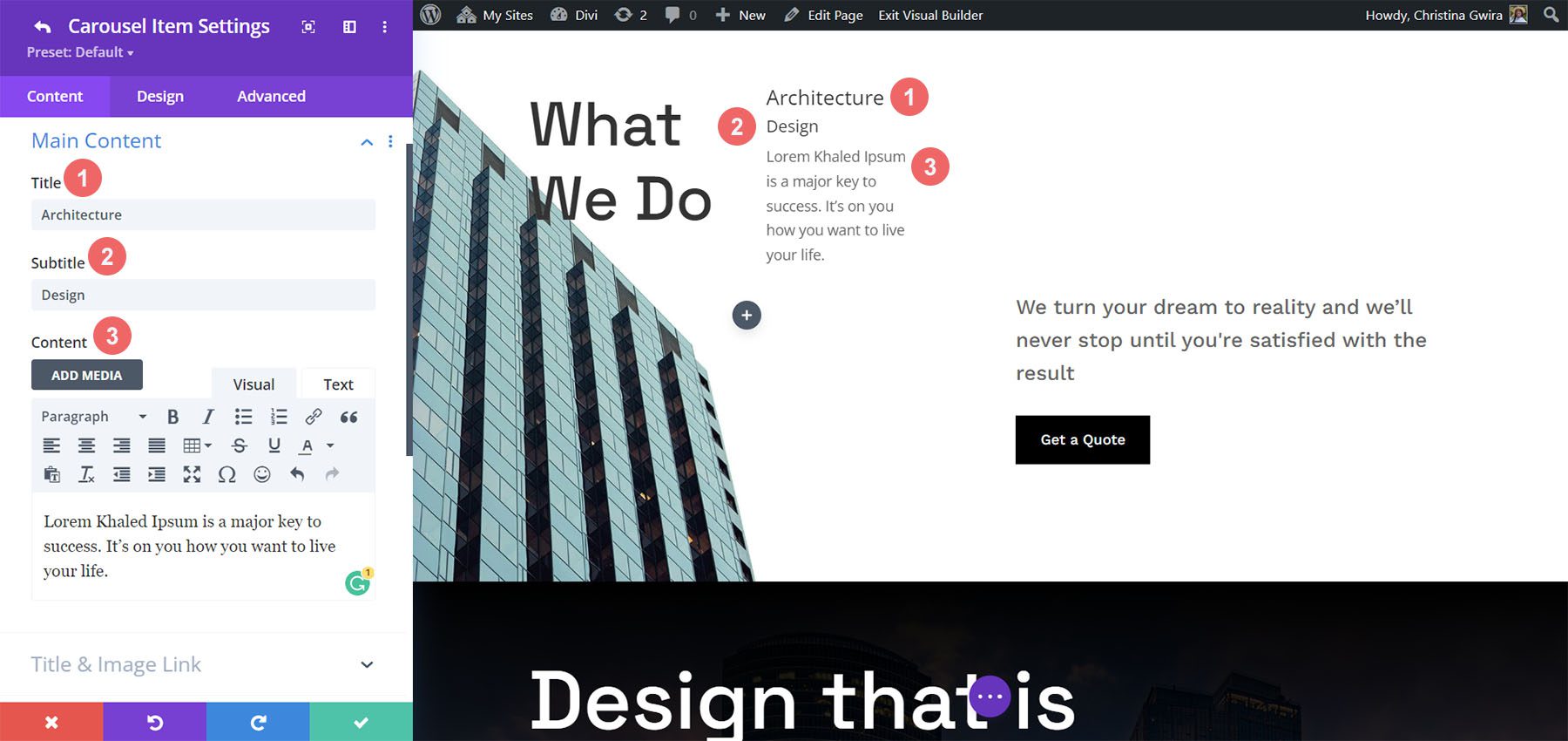 Divi 旋轉木馬模塊幻燈片