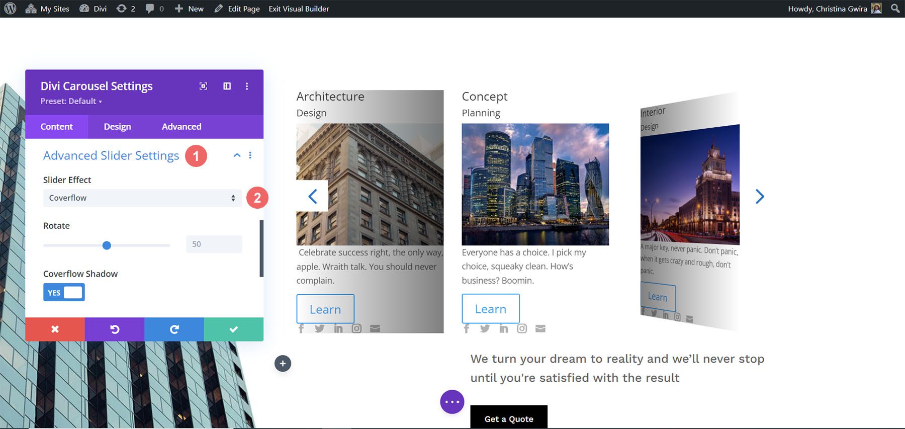 高級滑塊設置 Coverflow 樣式