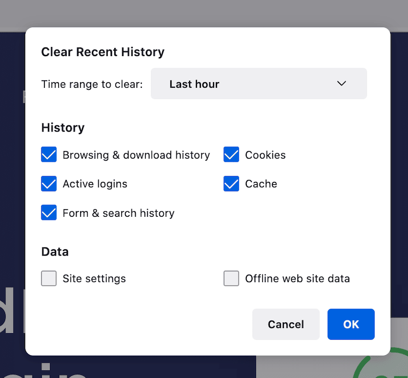 Cancellazione della cache e dei cookie con Firefox - Passaggio 2 - Fonte: Firefox