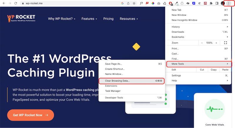 Cancellazione di cookie e cache su Google Chrome - Passaggio 1 - Fonte: Impostazioni di Chrome