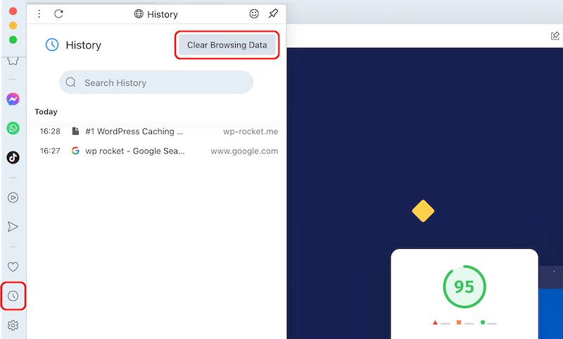 Svuotare la cache di navigazione con Opera - Passaggio 1 - Fonte: Opera